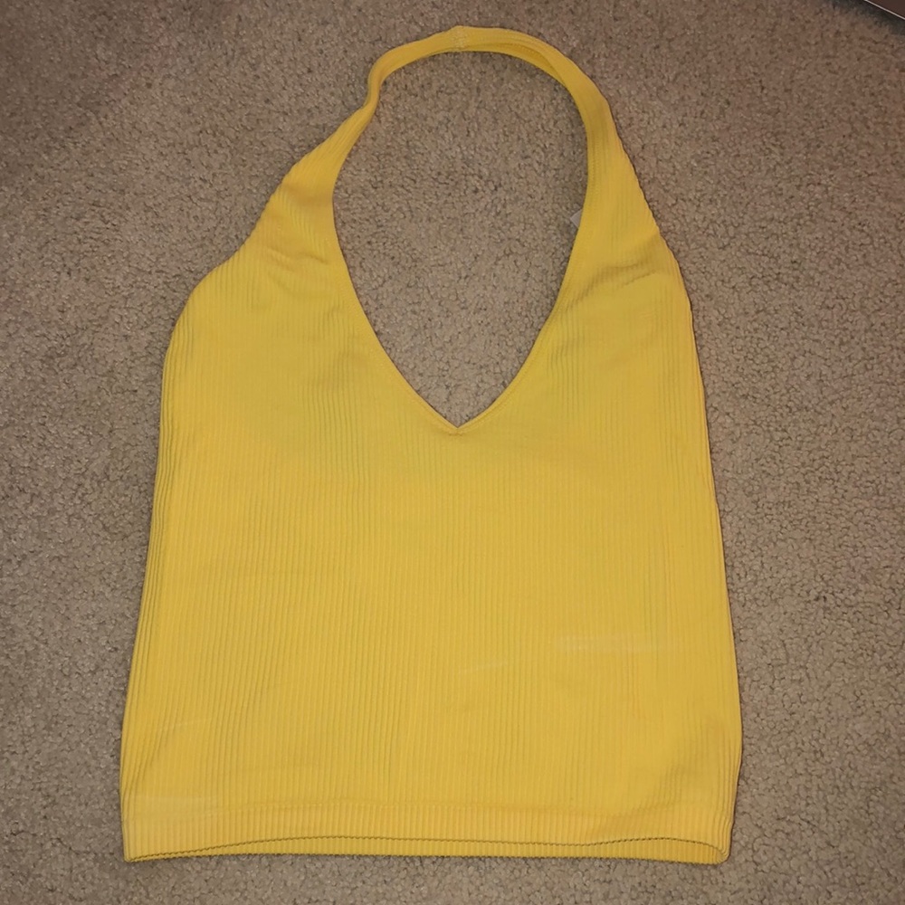 Urban outfitters yellow ribbed halter top